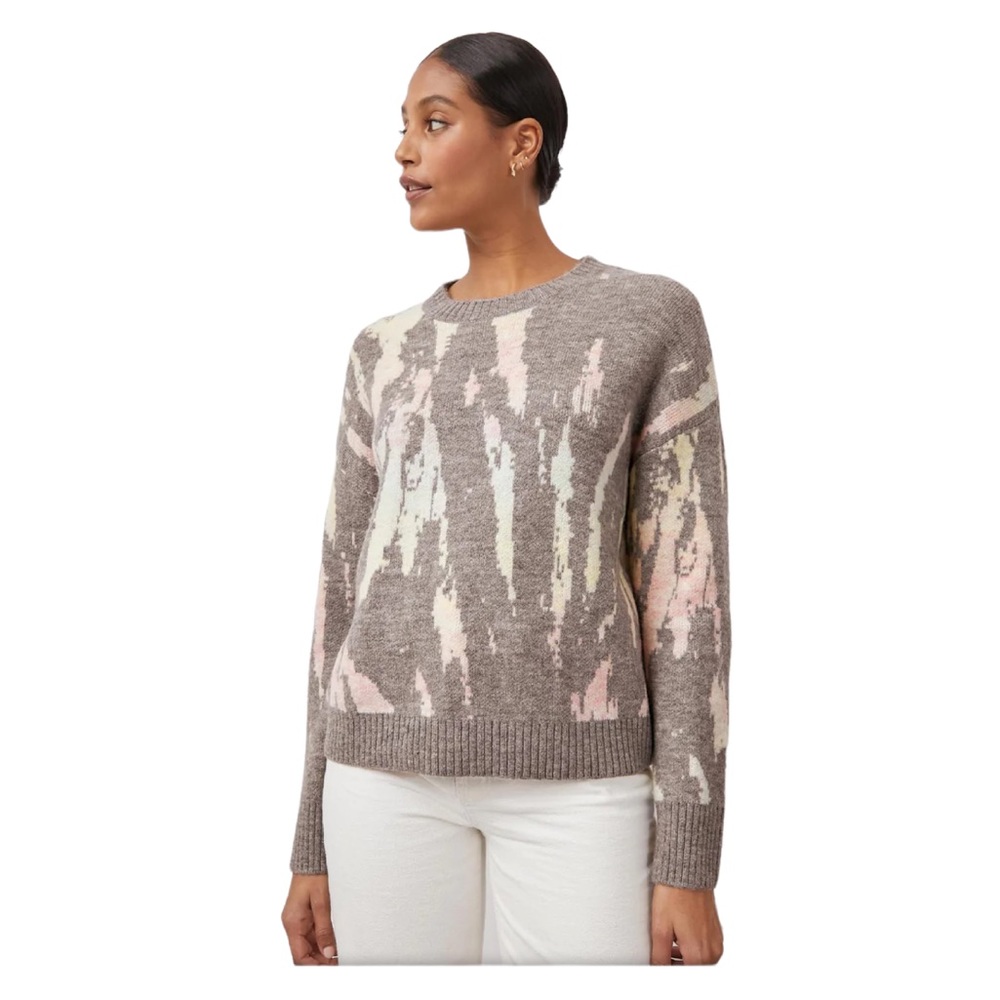 Rails Virgo Womens Crewneck Cozy Sweater Small Gray Tie Dye Long Sleeve